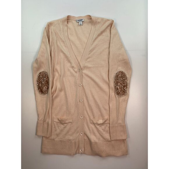 Old Navy Women's SP Light Pink Cardigan With Sequin on Elbows - Picture 1 of 4